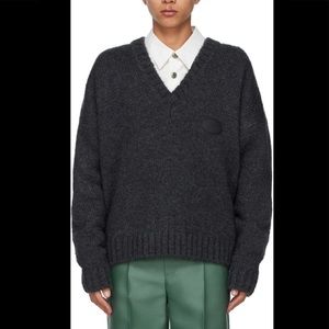 WE11DONE Grey Woollen Oversized Sweater